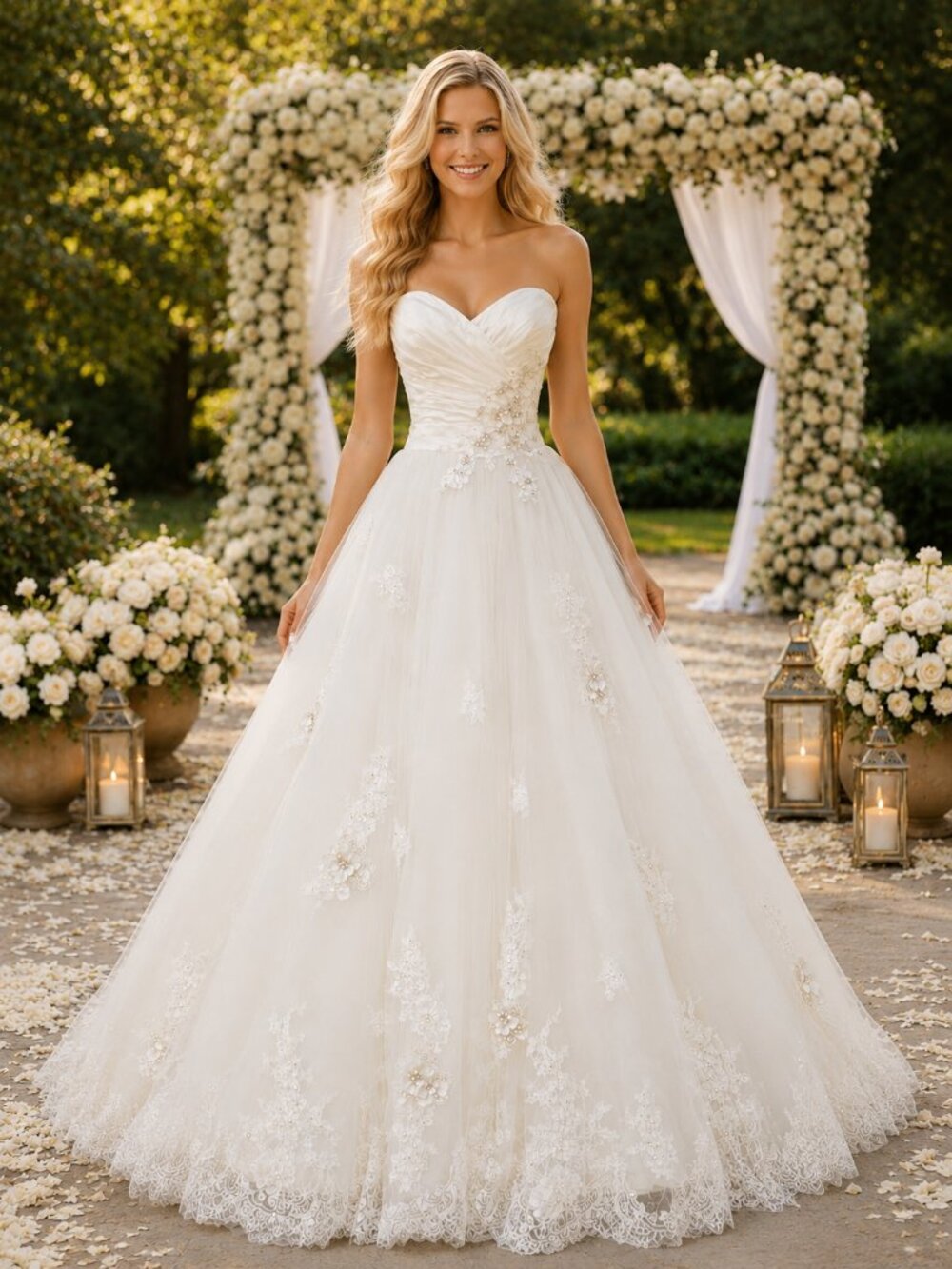 NWT Maggie Sottero Strapless Lace Ballgown Wedding Dress Ivory size 6